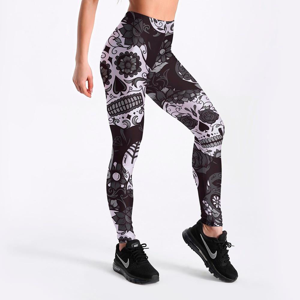 Women PANTHER Printed serious 11 Leggings Fitness Slim Women's Black&White skull mas Legging Sexy Fashion Stretch Digital Print Pants Cool Trousers