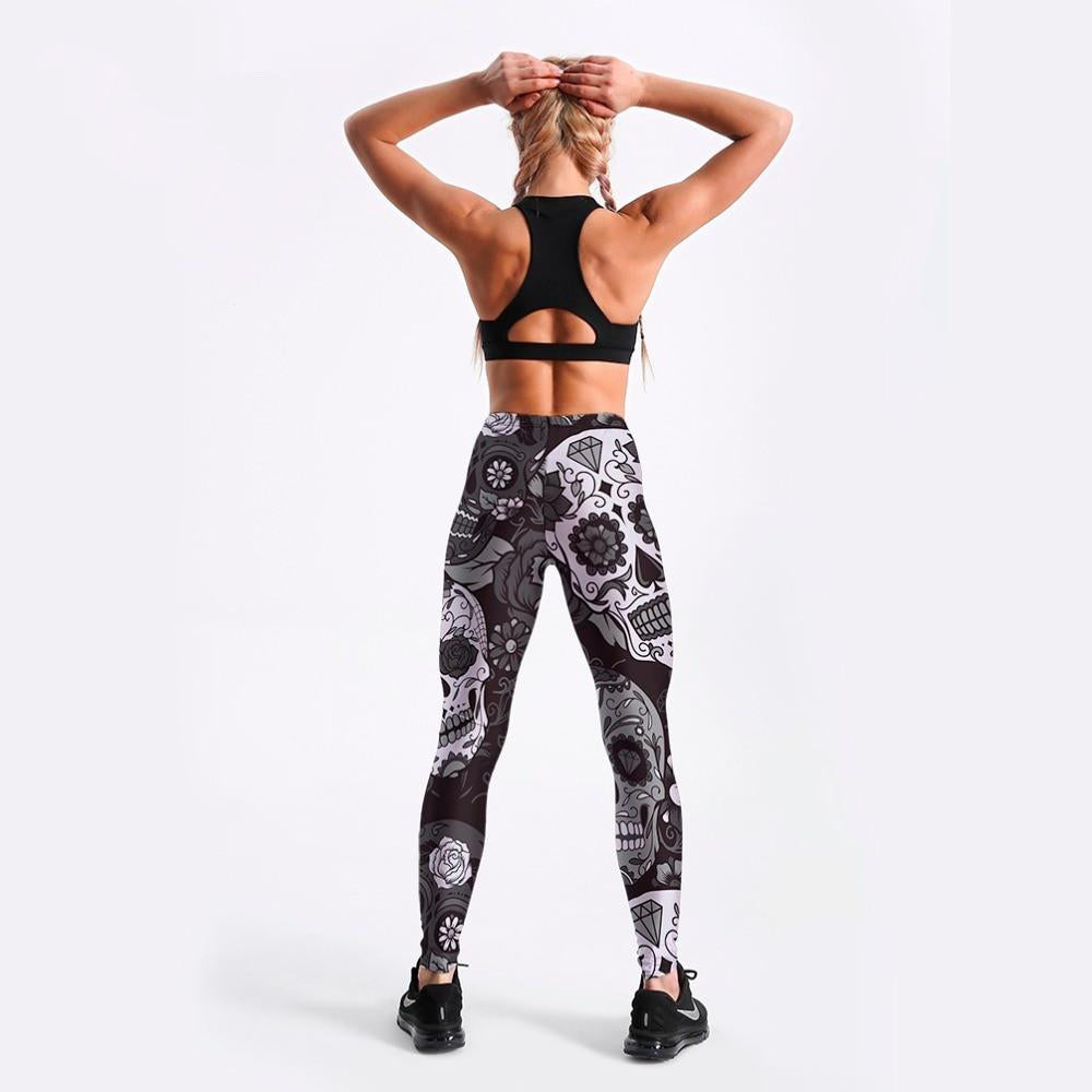 Women PANTHER Printed serious 11 Leggings Fitness Slim Women's Black&White skull mas Legging Sexy Fashion Stretch Digital Print Pants Cool Trousers