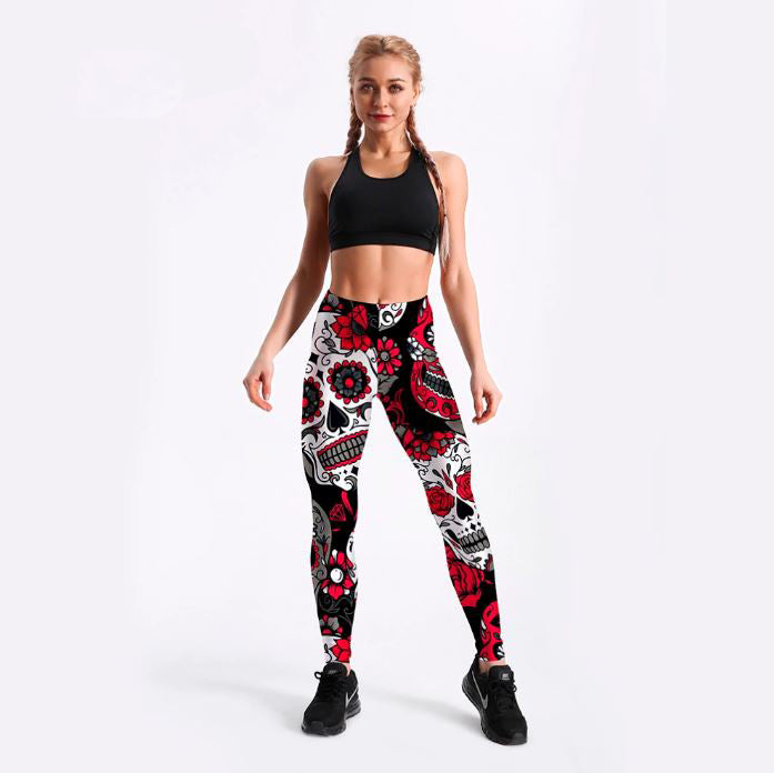 WOMEN Panther Printed serious 9 Leggings Hot Sell Women's Skull&flower Black Leggings Digital Print Pants Trousers Stretch Pants Plus Size