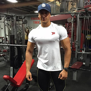 New Cotton T Shirt Men Breathable T-Shirt Homme Gyms Shirt Men Fitness Summer Printing Gyms Tight Tops