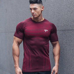 2020 New Men Running Tight Short T-shirt compression Quick dry t shirt Male Gym Fitness Bodybuilding jogging Tees Tops clothing