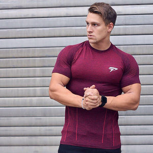 2020 New Men Running Tight Short T-shirt compression Quick dry t shirt Male Gym Fitness Bodybuilding jogging Tees Tops clothing