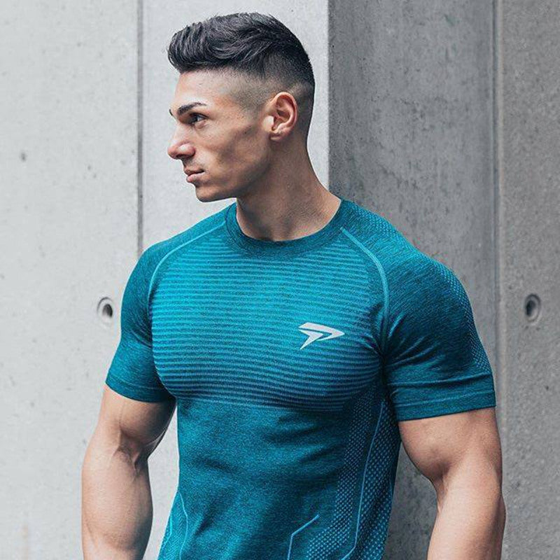 2020 New Men Running Tight Short T-shirt compression Quick dry t shirt Male Gym Fitness Bodybuilding jogging Tees Tops clothing