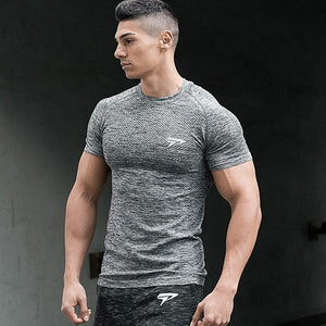 2020 New Men Running Tight Short T-shirt compression Quick dry t shirt Male Gym Fitness Bodybuilding jogging Tees Tops clothing