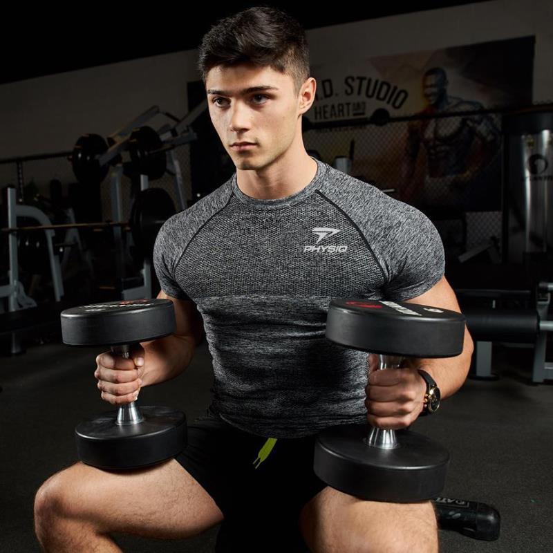 Fitness Sport T Shirt Men Quick Dry Fit Gym Shirt Men Short Sleeve Running Tshirt Elastic Sportswear Top Sports Gym TShirt