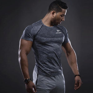 Fitness Sport T Shirt Men Quick Dry Fit Gym Shirt Men Short Sleeve Running Tshirt Elastic Sportswear Top Sports Gym TShirt