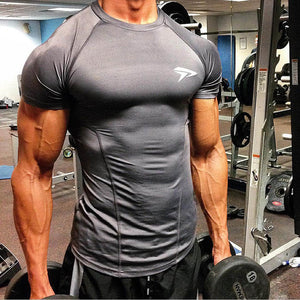 Fitness Sport T Shirt Men Quick Dry Fit Gym Shirt Men Short Sleeve Running Tshirt Elastic Sportswear Top Sports Gym TShirt