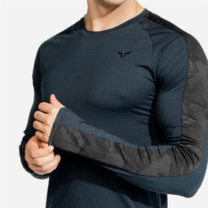 2020 Men's Running Camouflage Patchwork T-Shirts Quick Dry Compression Sport T-Shirts Fitness Gym Tees Men's Sportswear