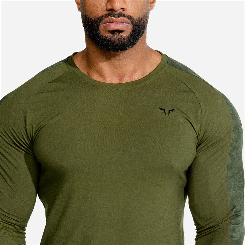 2020 Men's Running Camouflage Patchwork T-Shirts Quick Dry Compression Sport T-Shirts Fitness Gym Tees Men's Sportswear