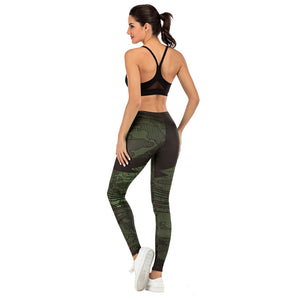 Fashion Woman Pants Sexy Women Legging Line Green graffiti Printing Fitness leggins Slim legins Soft and stretchy Leggings