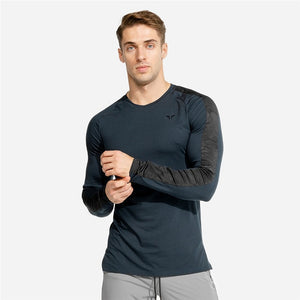 2020 Men's Running Camouflage Patchwork T-Shirts Quick Dry Compression Sport T-Shirts Fitness Gym Tees Men's Sportswear