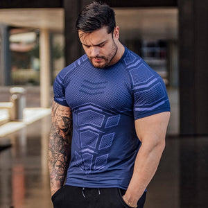 New Mens Compression Skinny T-shirt Gyms Fitness Bodybuilding t shirt Male Summer Casual Jogger Workout Tee Tops Brand Clothing