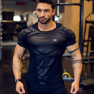 New Mens Compression Skinny T-shirt Gyms Fitness Bodybuilding t shirt Male Summer Casual Jogger Workout Tee Tops Brand Clothing