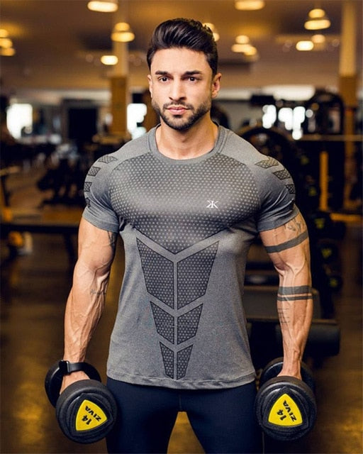 New Mens Compression Skinny T-shirt Gyms Fitness Bodybuilding t shirt Male Summer Casual Jogger Workout Tee Tops Brand Clothing