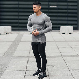 2020 Long Sleeve Fitness Sport T Shirt Men GYM Shirt Training Sports Tops Quick Dry Running Shirt Rashguard Workout T-shirt Men