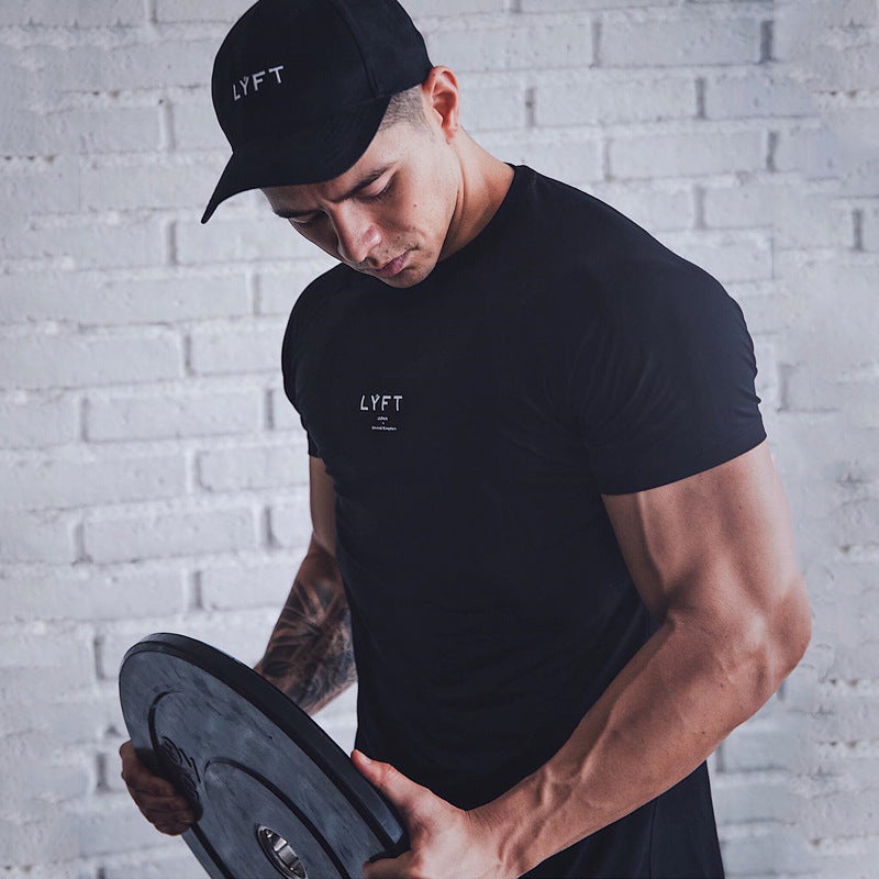 High Quality Men Tshirt High Elasticity Professional GYM Fitness O-Neck Mens T Shirts Slim Fit  Curved Hemline Raglan Sleeve 3XL