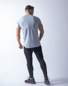 High Quality Men Tshirt High Elasticity Professional GYM Fitness O-Neck Mens T Shirts Slim Fit  Curved Hemline Raglan Sleeve 3XL