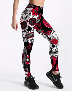 WOMEN Panther Printed serious 9 Leggings Hot Sell Women's Skull&flower Black Leggings Digital Print Pants Trousers Stretch Pants Plus Size