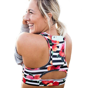 Panther Women Print Sports Bra With Phone Pocket