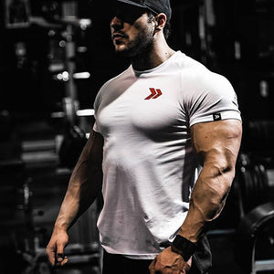 New Cotton T Shirt Men Breathable T-Shirt Homme Gyms Shirt Men Fitness Summer Printing Gyms Tight Tops