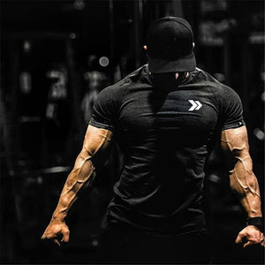 New Cotton T Shirt Men Breathable T-Shirt Homme Gyms Shirt Men Fitness Summer Printing Gyms Tight Tops